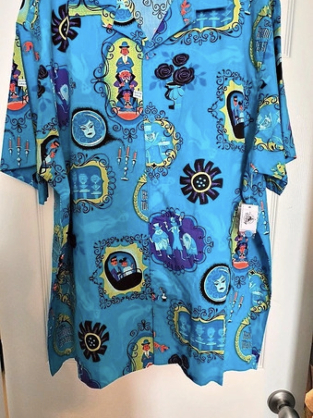 Disney Button Down HAUNTED MANSION Shirt in Blue & Purple Size XXL NWT